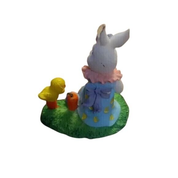 Easter Spring Set Of 5 Hand Painted Bunny Figurines Mini Fence Decor Rabbit - Picture 14 of 15